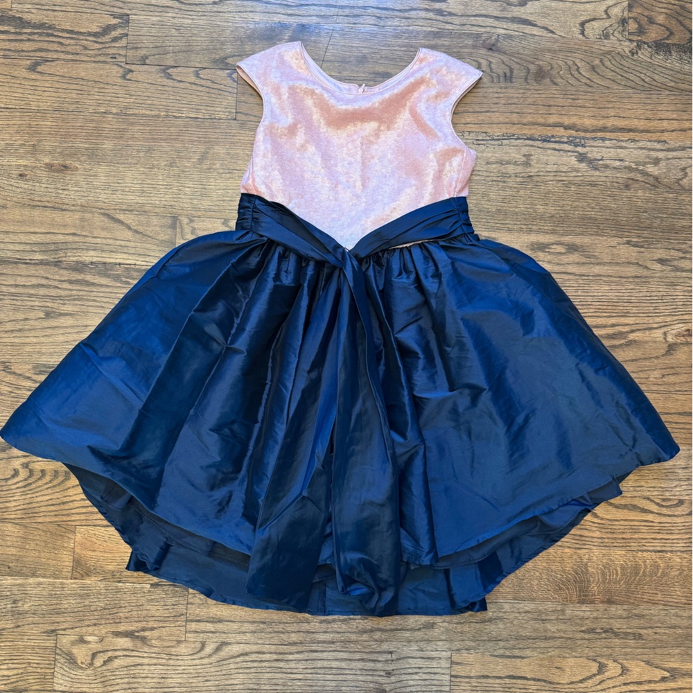 Pippa & Julie Pink/Blue Special Occasion Dress with Ribbon Belt – Girls Size 14
